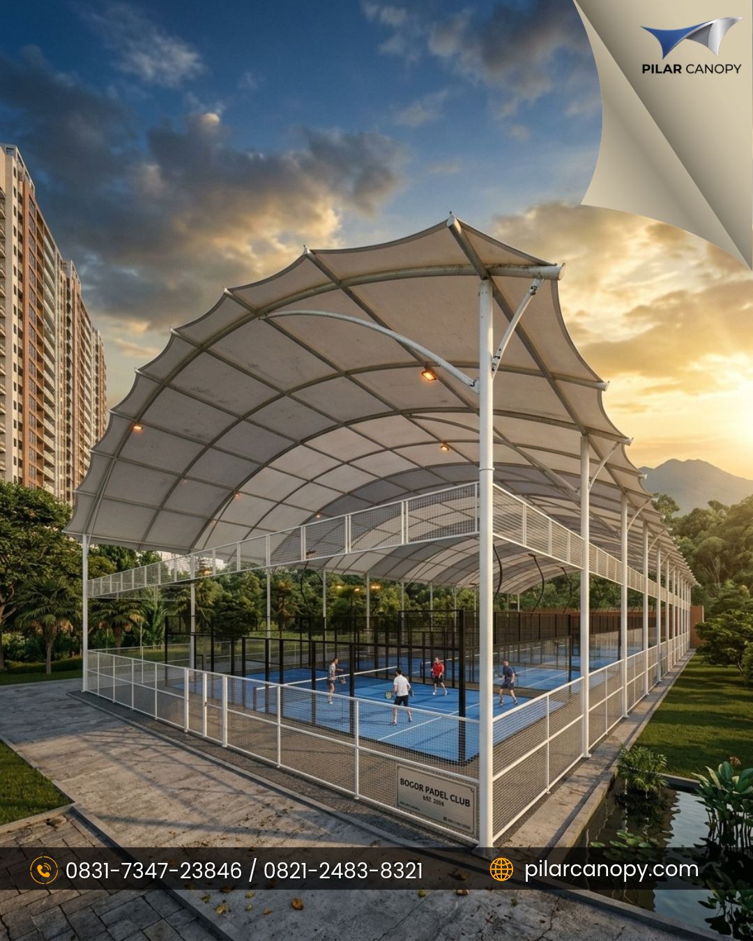 Foto proyek — Lapang Padel Membrane — Canopy membrane — Bagai Membrane Canopy