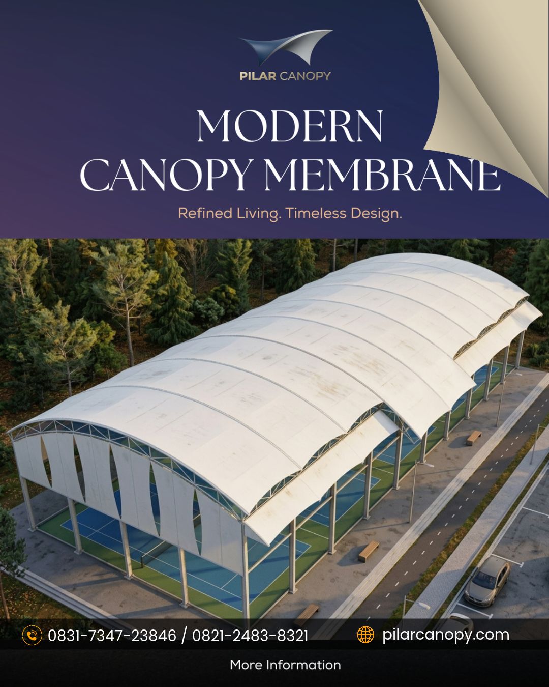 Foto proyek — jasa canopy membrane untuk lapang padel — Canopy membrane — Bagai Membrane Canopy