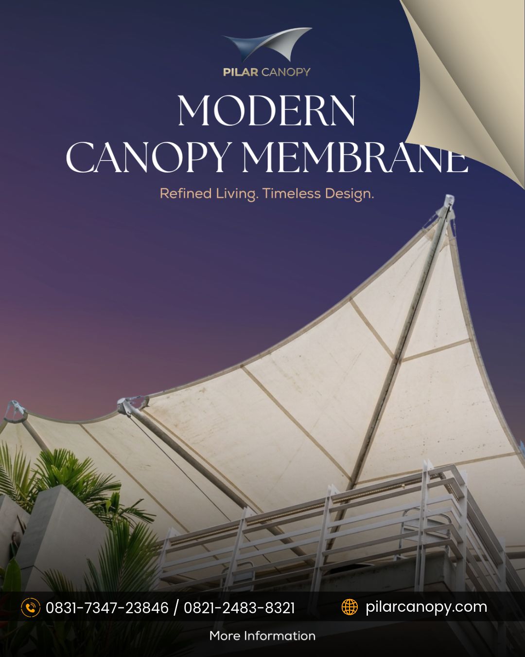 Foto proyek — Canopy membrane untuk teras rumah — Canopy membrane — Bagai Membrane Canopy