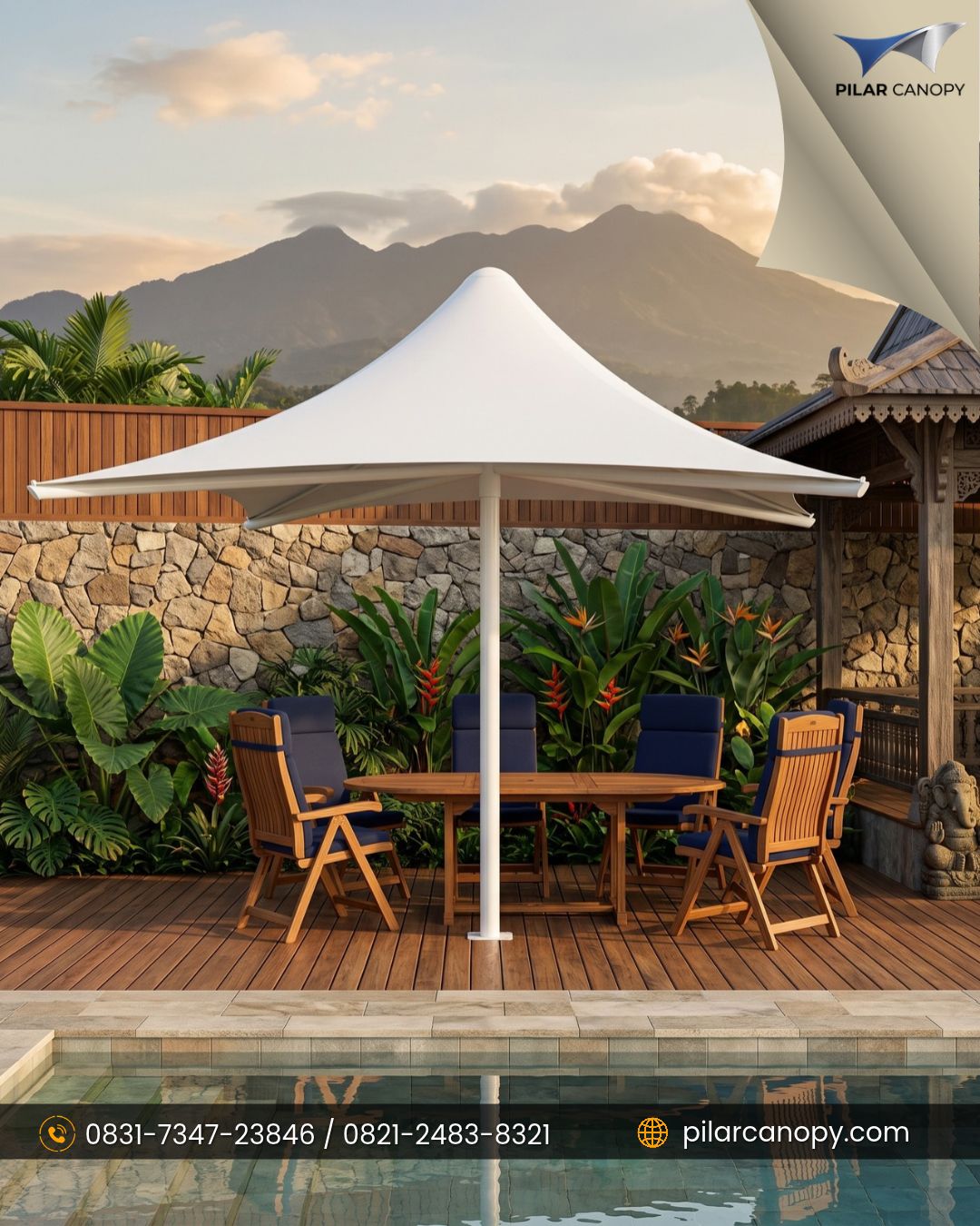 Foto proyek — Payung meja out door membrane — Canopy membrane — Bagai Membrane Canopy