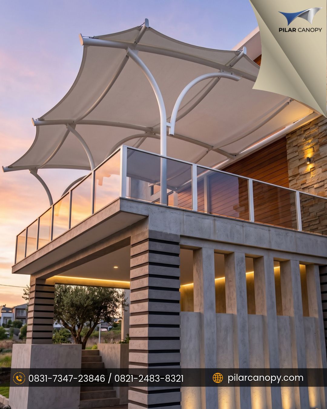 Foto proyek — kanopi teras membrane — Canopy membrane — Bagai Membrane Canopy