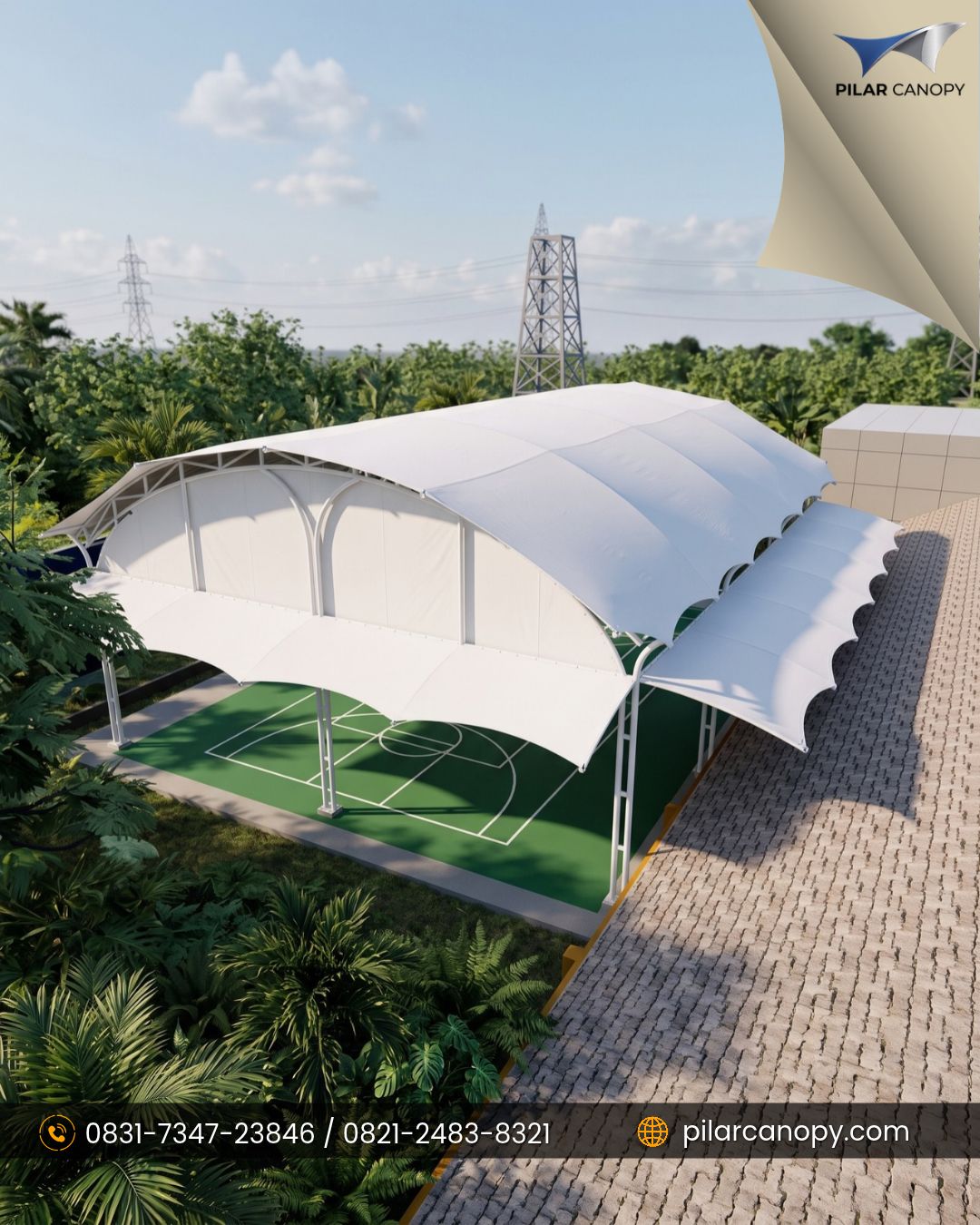 Foto proyek — canopy membrane lapang padel — Canopy membrane — Bagai Membrane Canopy