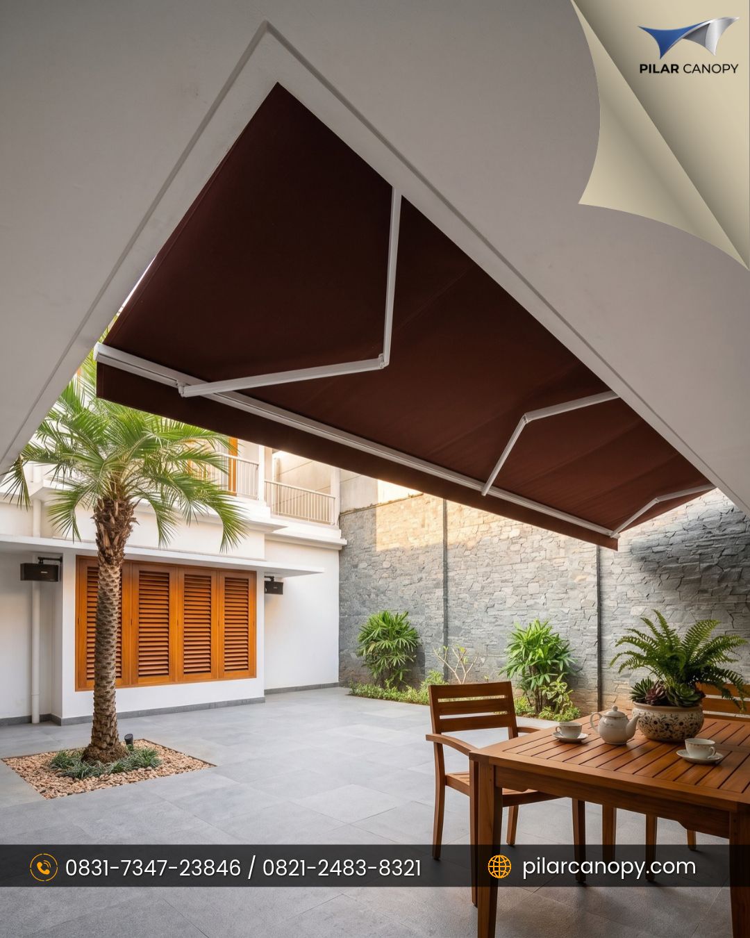 Foto proyek — awning gulung automatis — Awning Gulung — Bagai Membrane Canopy
