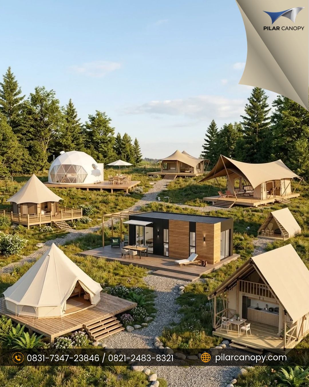 Foto proyek — harga pembuatan glamping — Glamping — Bagai Membrane Canopy