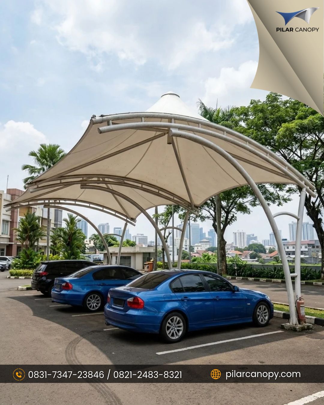 Foto proyek — canopy membrane parkir area — Canopy membrane — Bagai Membrane Canopy