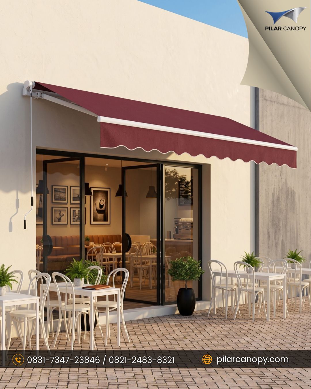 Foto proyek — Awning gulung manual — Awning Gulung — Bagai Membrane Canopy