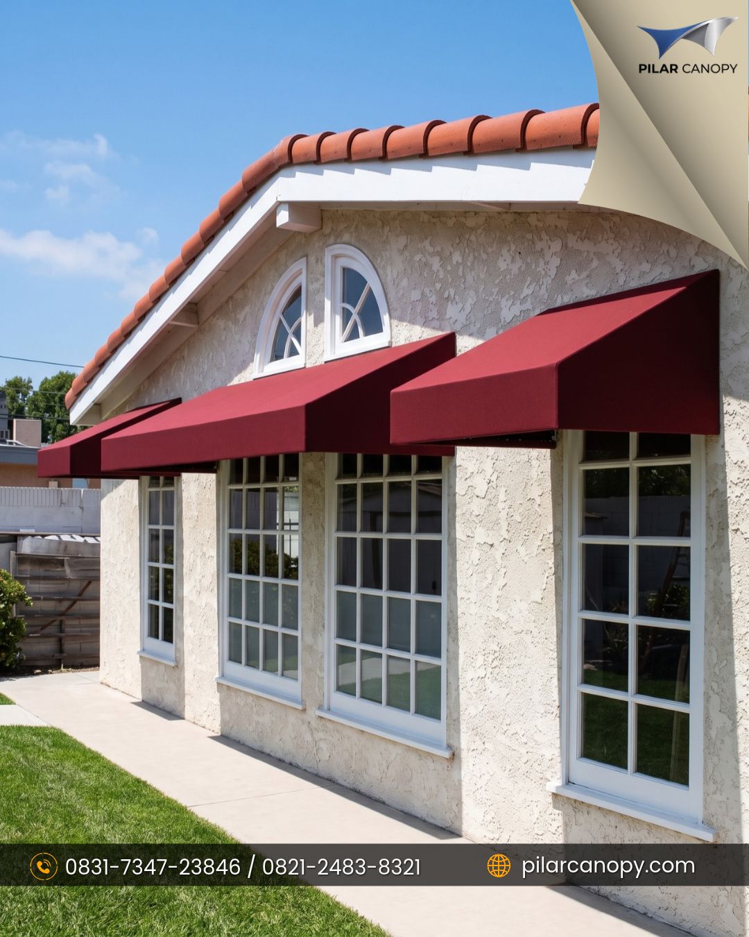 Foto proyek — jasa pasang awning — Awning Gulung — Bagai Membrane Canopy