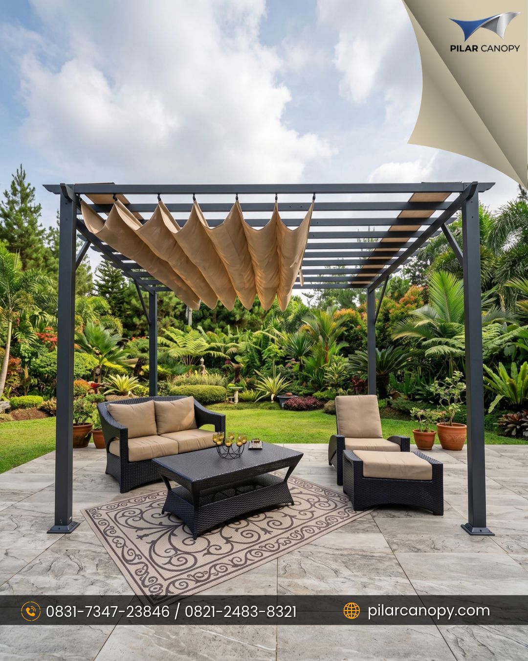 Foto proyek — awning geser — Awning Gulung — Bagai Membrane Canopy