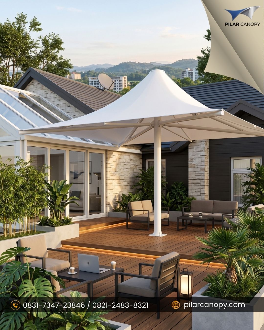 Foto proyek — harga payung cafe — Canopy membrane — Bagai Membrane Canopy